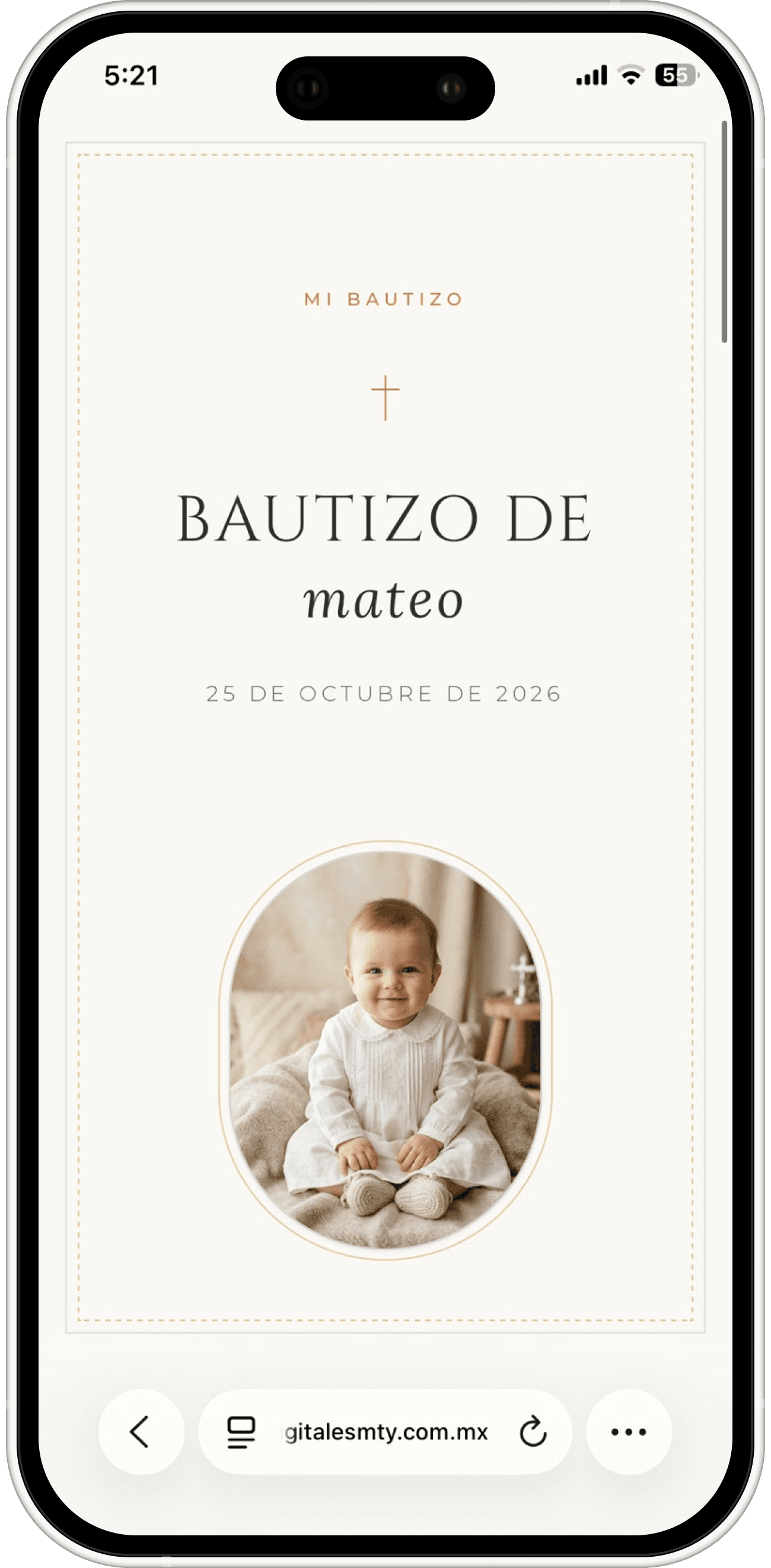 Invitación digital de Bautizo en Monterrey — Mateo