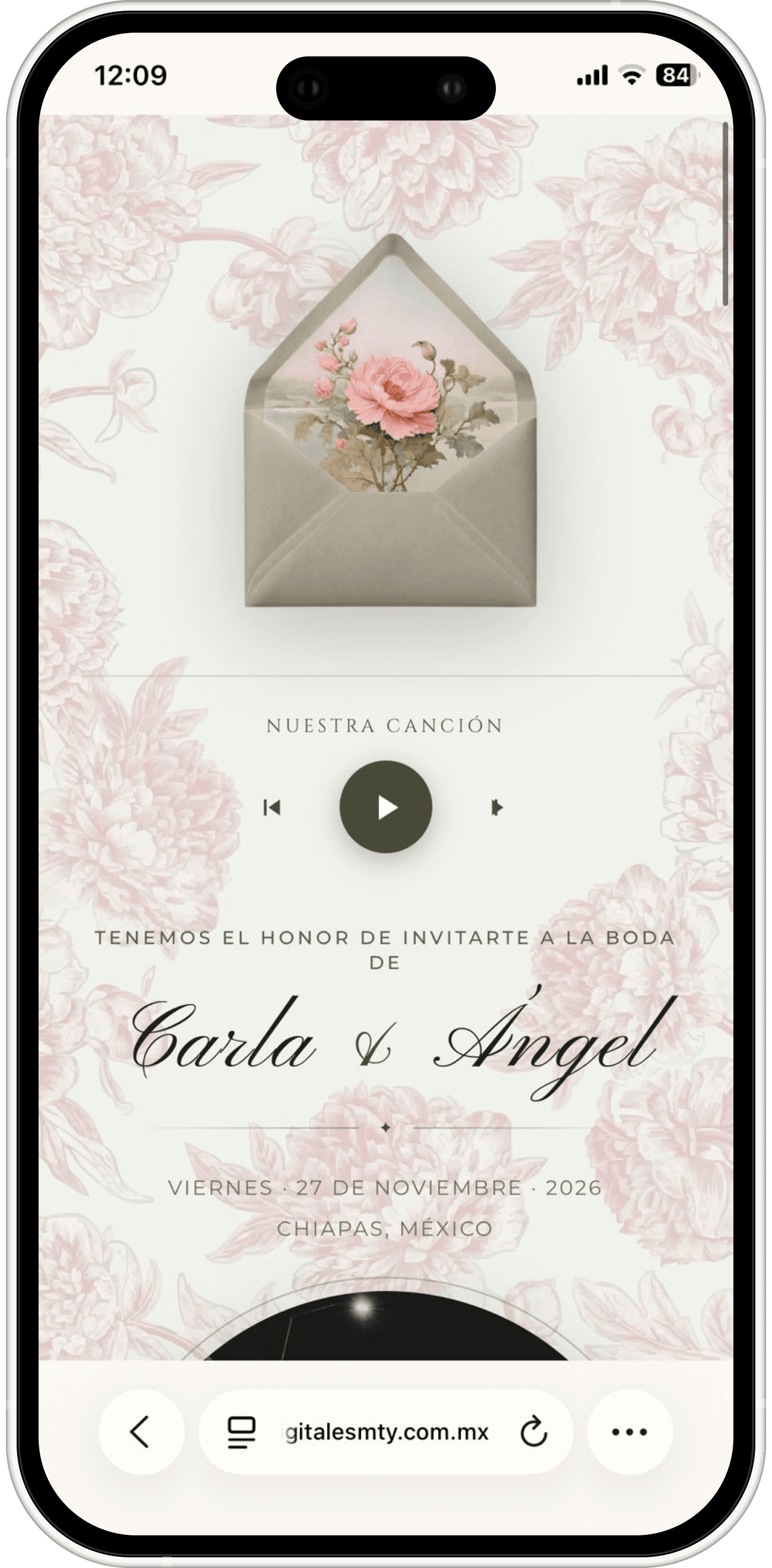 Invitación digital de Boda en Monterrey — Carla & Ángel
