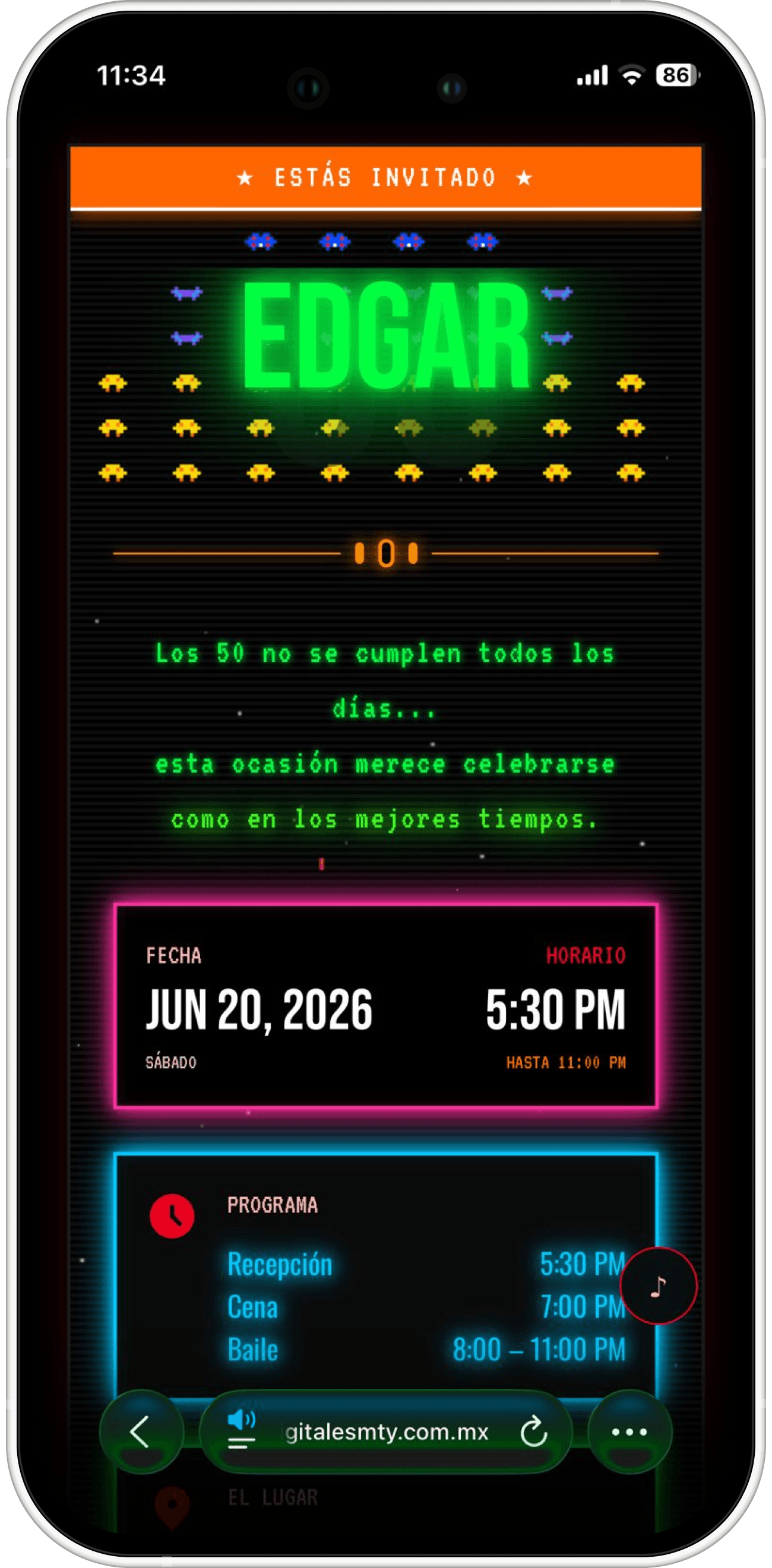 Invitación digital de Cumpleaños en Monterrey — Edgar