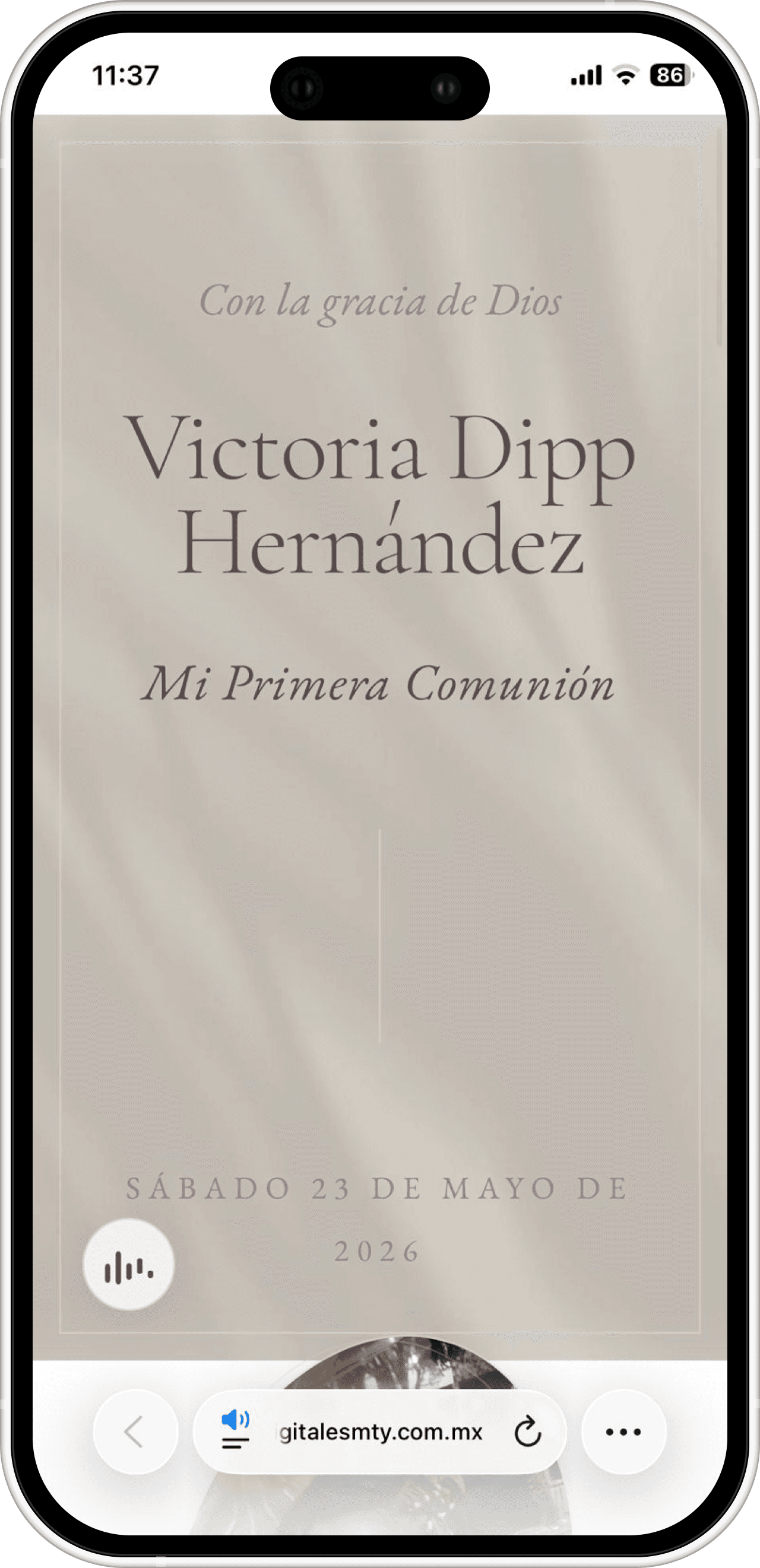 Invitación digital de Primera Comunión en Monterrey — Victoria