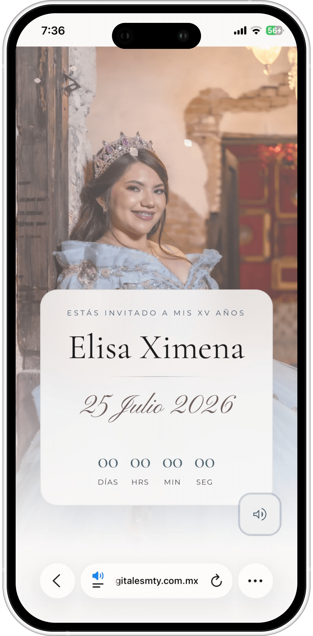 Invitación digital de XV Años en Monterrey — Elisa